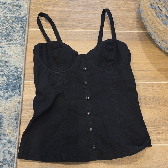 Guess Tops - Guess Black Corset/Bustier Style with Button Detail